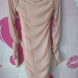 SHEIN Shimmering Pink Long Sleeve Dress